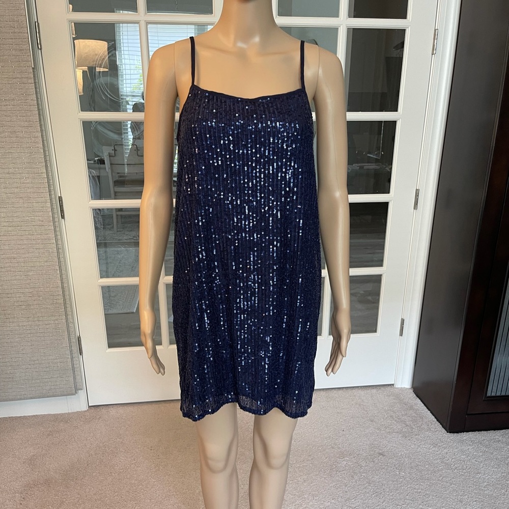 Navy Blue sequin cocktail dress Sz L Aeropostale